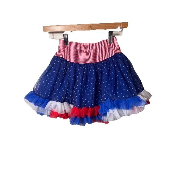 Fiona Michelle Girls 5/6 Patriotic Tutu Skirt Stars Red White Blue 4th of July - Picture 2 of 9